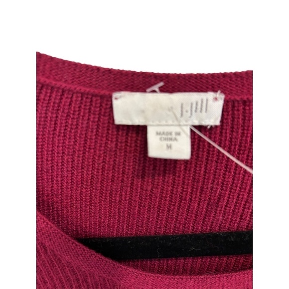 J. Jill Burgundy Wool Blend Ribbed Knit Long Sleeve Tunic Sweater Dress Size M - Picture 2 of 4